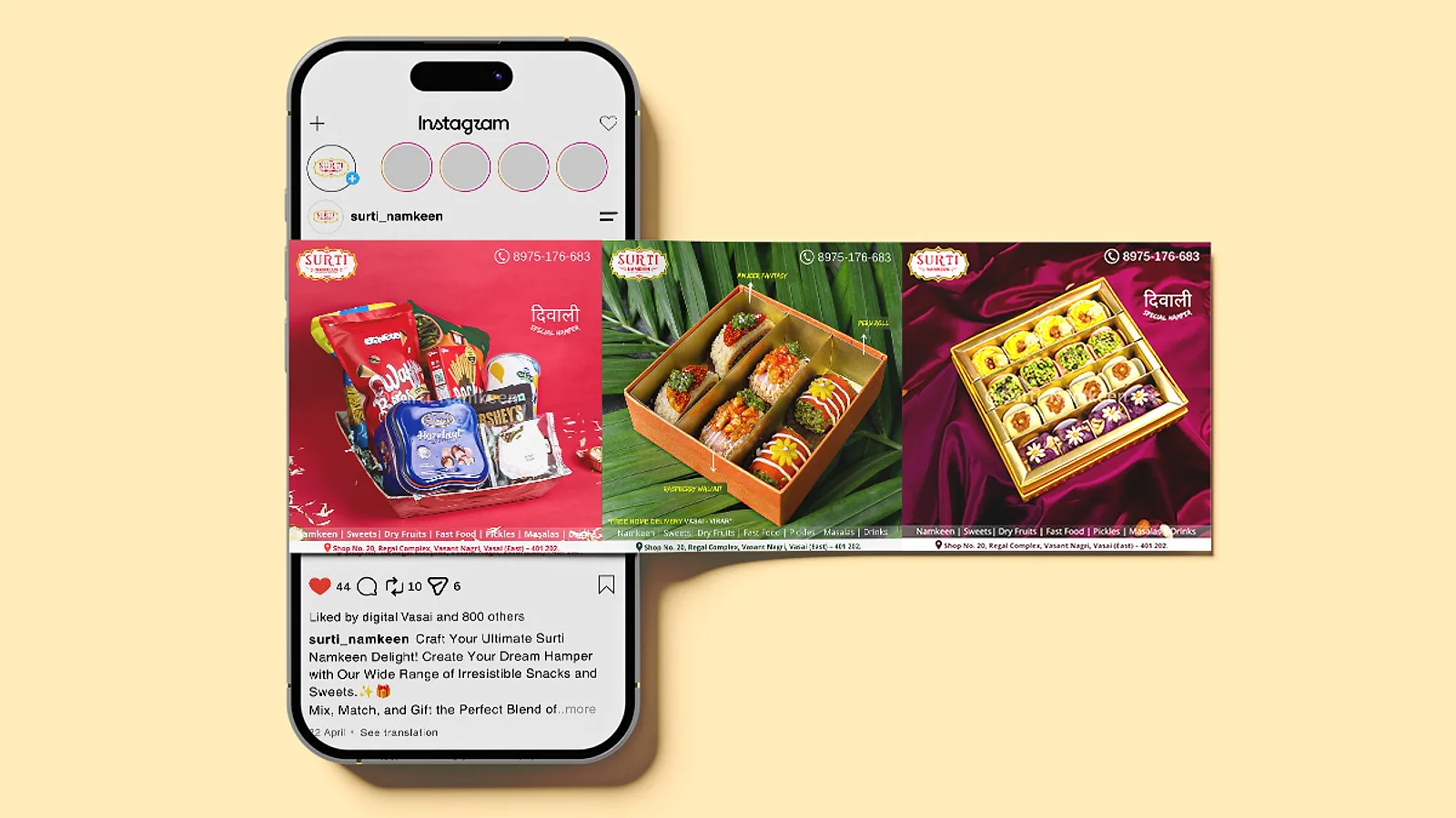 Surti Namkeen social media creatives mockup