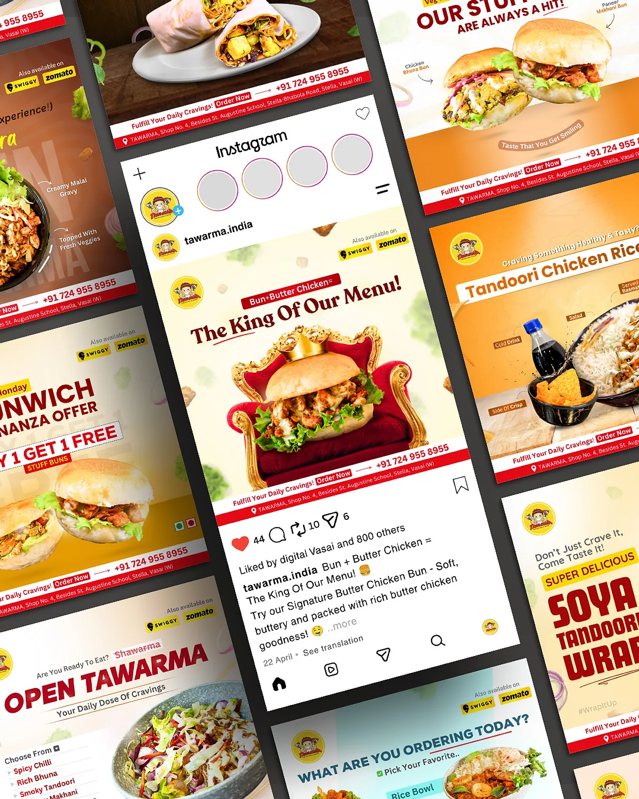 Tawarma restaurant social media creatives mockup