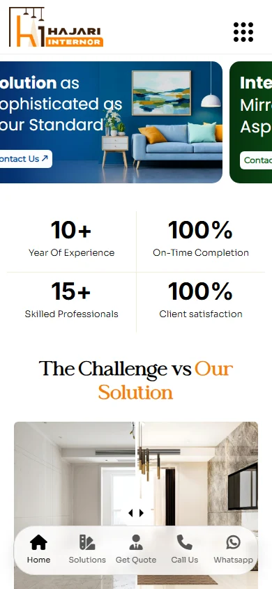 Hajari Internor website on mobile