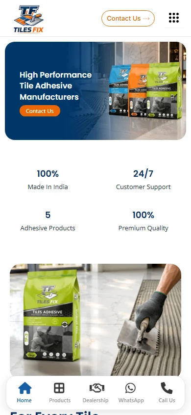 TF Tiles website on mobile